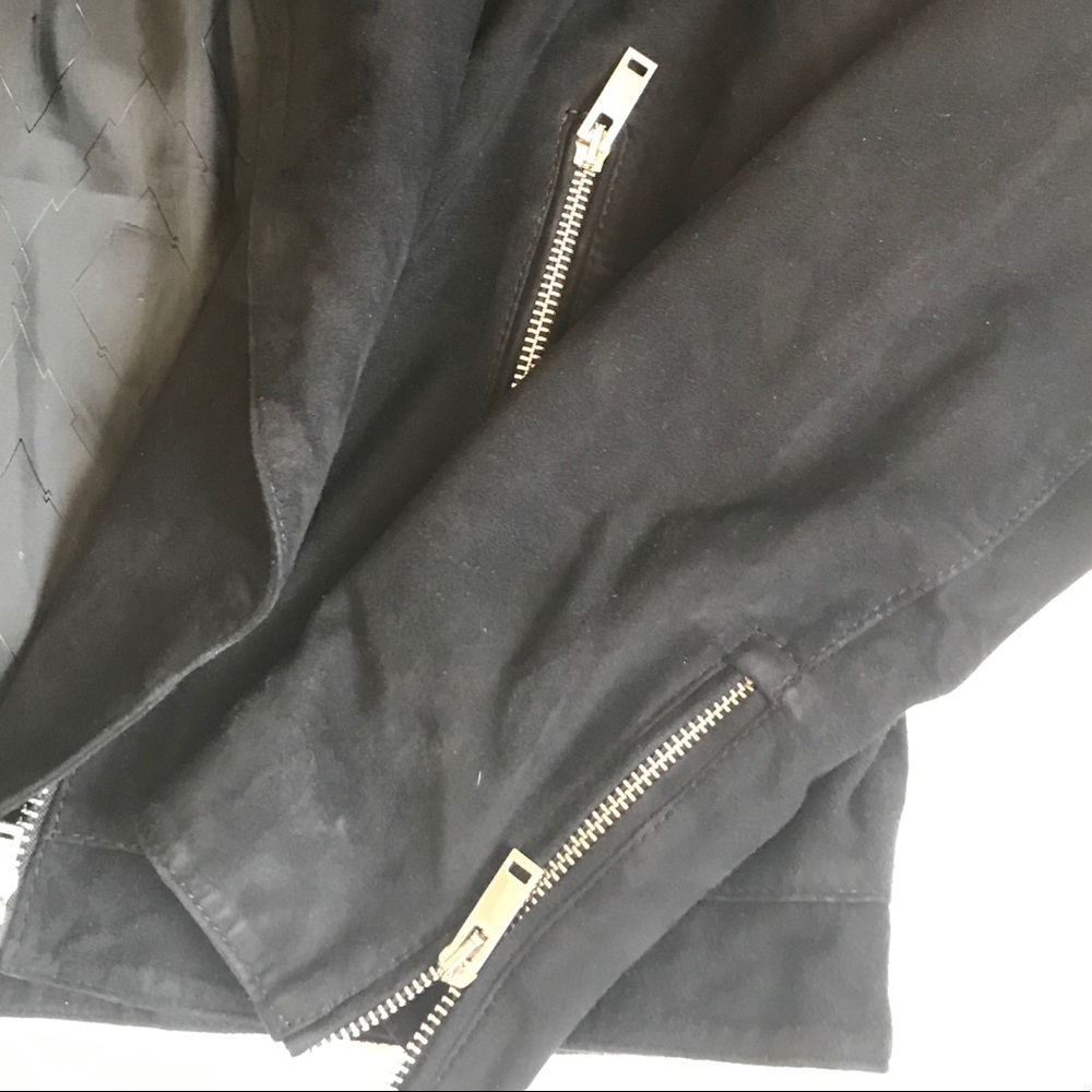 💯Real Suede Massimo Dutti Navy Moto Jacket - Picture 10 of 12